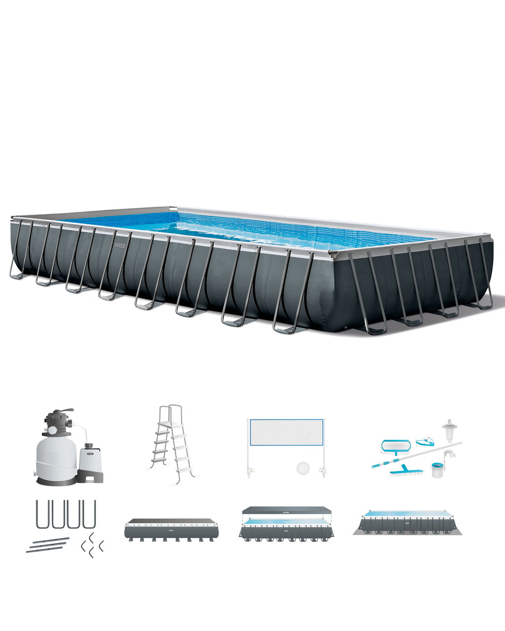 Rectangular Ultra XTR® Frame Above Ground Pool w/ Sand Filter Pump & Saltwater System - 32' x 16' x 52"