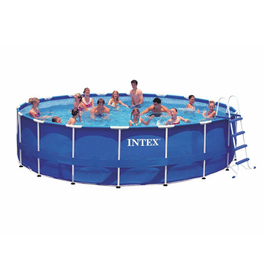 Intex 18ft X 48in Metal Frame Pool Set with Filter Pump, Ladder, Ground Cloth & Pool Cover 18-Feet by 48-inch