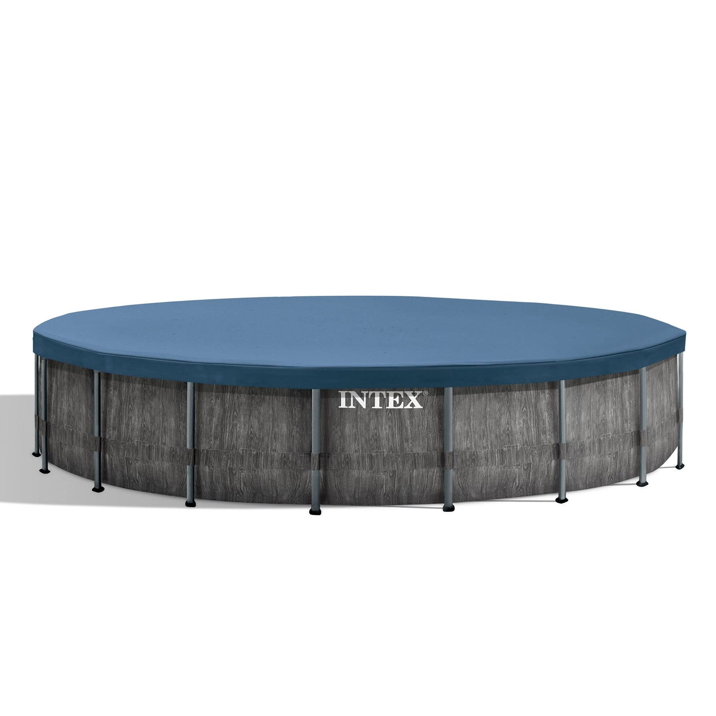 Intex Greywood Prism Frame 18' x 48" Round Above Ground Outdoor Swimming Pool Set with 1500 GPH Filter Pump, Ladder, Ground Cloth, and Pool Cover 18 feet