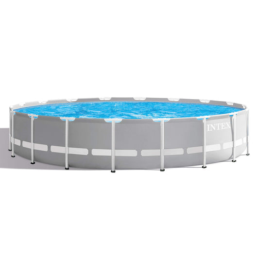 INTEX 26731EH Prism Frame Premium Above Ground Swimming Pool Set: 18ft x 48in – Includes 1500 GPH Cartridge Filter Pump – Removable Ladder – Pool Cover – Ground Cloth Frame Pool
