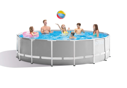 INTEX 26725EH Prism Frame Premium Above Ground Swimming Pool Set: 15ft x 48in – Includes 1000 GPH Cartridge Filter Pump – Removable Ladder – Pool Cover – Ground Cloth Frame Pool