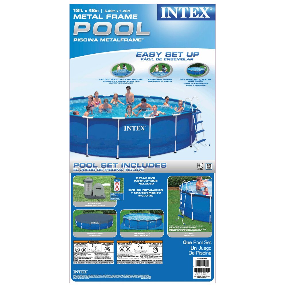 Ensemble de piscine à ossature métallique Intex de 18 pieds x 48 pouces avec pompe à filtre, échelle, tapis de sol et couverture de piscine 18 pieds par 48 pouces 