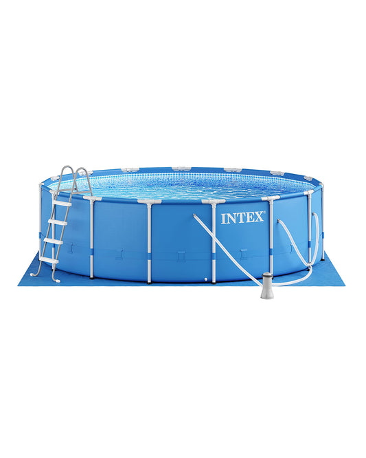 Ensemble de piscine hors sol INTEX 28241EH à ossature métallique : 15 pieds x 48 pouces - Comprend une pompe à filtre à cartouche 1000 GPH - Échelle amovible - Couverture de piscine - Piscine à ossature métallique en toile de sol 