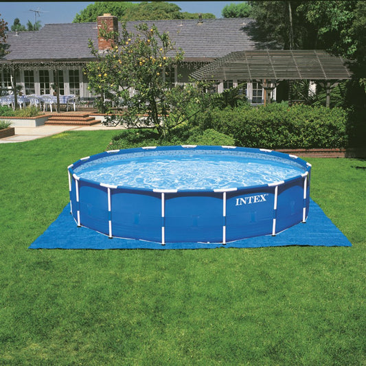 Intex 18ft X 48in Metal Frame Pool Set with Filter Pump, Ladder, Ground Cloth & Pool Cover 18-Feet by 48-inch
