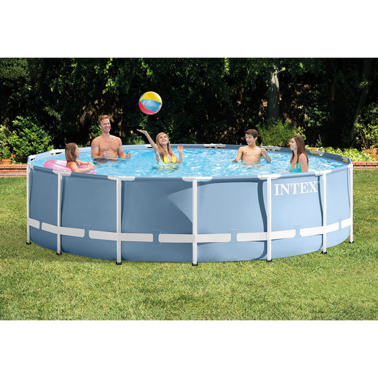 Ensemble de piscine à cadre prisme Intex de 15 pieds x 42 pouces avec pompe à filtre, échelle, tapis de sol et couverture de piscine 